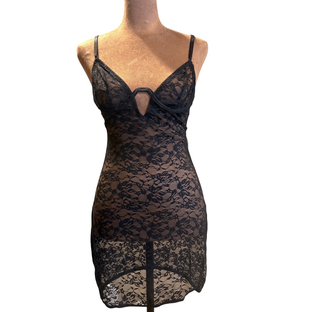 Sheer Lace Mini Chemise Slip Dress Unbranded Women S Black‎ Romantic Goth
